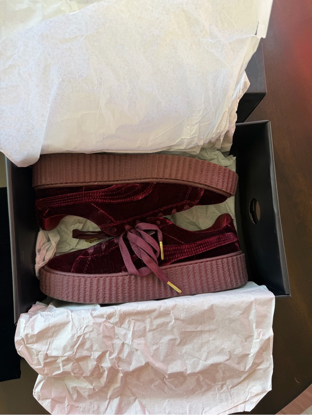 Puma Women’s Velvet Platform Sneakers - Burgundy